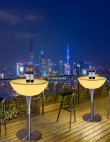 Стол светящийся круглый на металическом основании 80х80х76